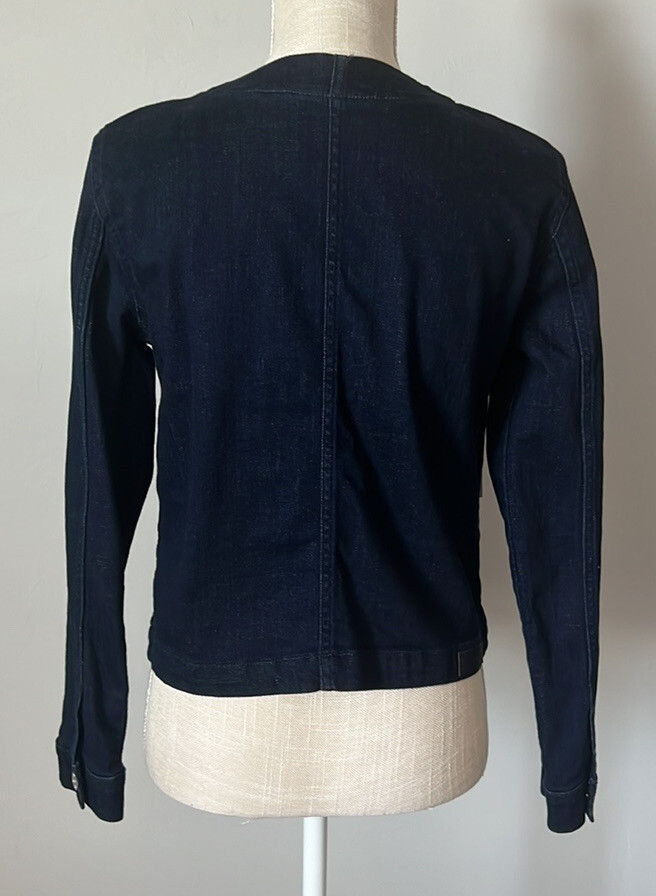 DKNY Women's Collarless Denim Jacket Dark Denim Size … Gem