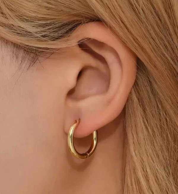 14K Gold Filled Chunky Hoop Earrings 3mm Snug Earrings Minimalist