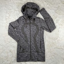 Lululemon Womens 6 Green / Grey / Multicolor Full Zip Mock Hoodie Jacket Fitted