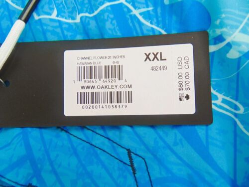 Oakley 21" Channel Flower Boardshort Bathing Swim Suit Sz XXL Hawaiian BLUE - Picture 3 of 6