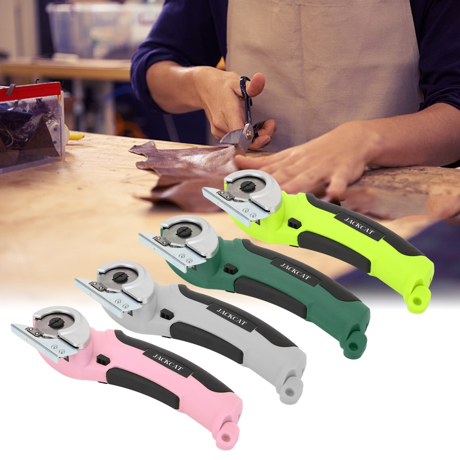 Cordless Electric Rotary Scissors for PVC Leather Craft Sewing Cardboard Cutting-image