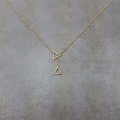 Double Triangle [GOLD] Plated Necklace Gift Angle Drop Geometry Collar Jewelry