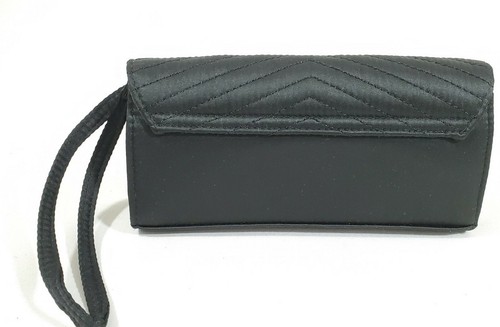 Formal Handbag Clutch Neiman Marcus Black Chevron Quilted Wristlet Purse 8"x4" - Picture 5 of 11