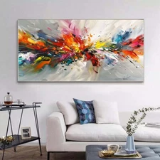 Pink Blue  Wall Art Paintings Hand Painted Abstract Oil Painting on Canvas