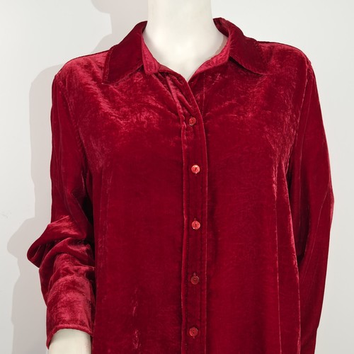 John Mark Women's Shirt Size XL Red Velvet Long Sleeve Button Front Tunic (44) - Picture 2 of 13