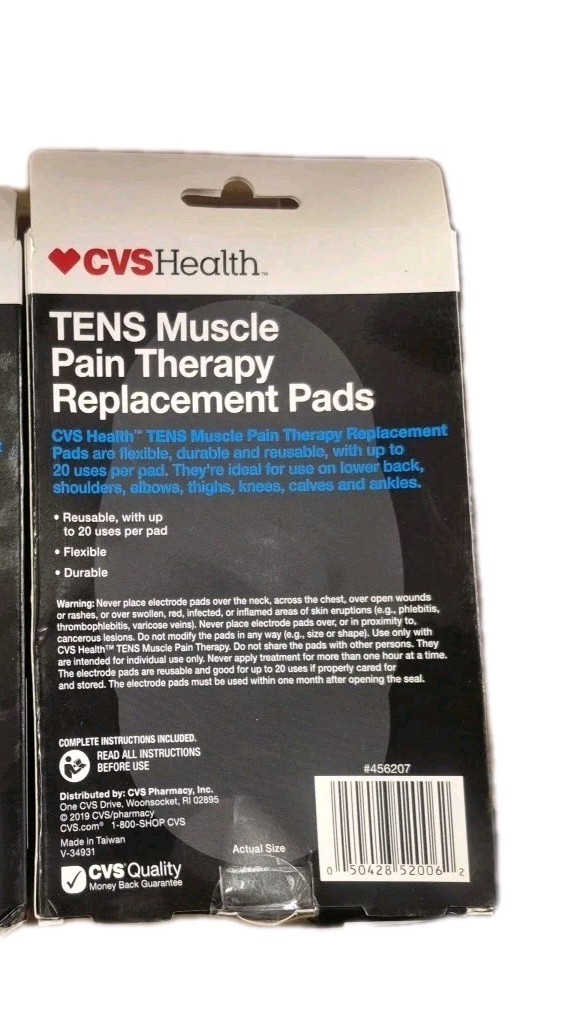 3x CVS Health Advanced Tens Replacements Pads 2 Reusable Electrode Pads Sealed