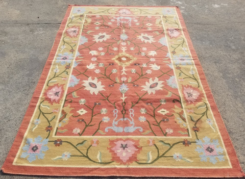Vintage Traditional Handmade Beautiful Floral Kilim Floor Rug Carpet 244x160 cm