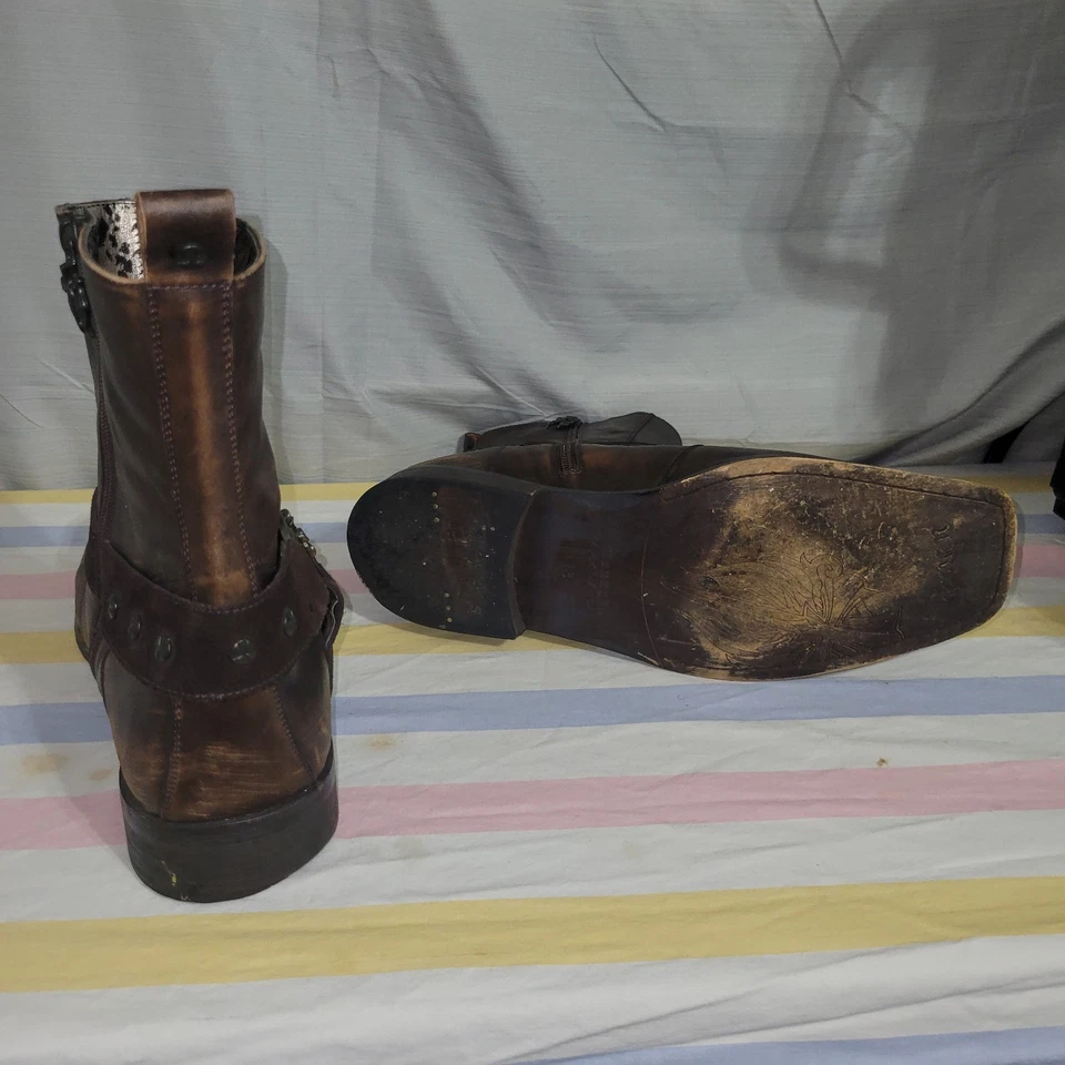 Lounge by Mark Nason U Rock 71762 Cross Leather Boots Men's Size 9 Dark Brown - Image 4 of 4