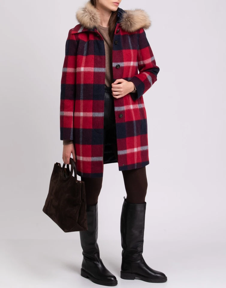 RRP€780 WOOLRICH 3-in-1 Coat L Alpaca Mohair & Wool Blend Down Gilet Raccoon Fur - Image 3 of 4