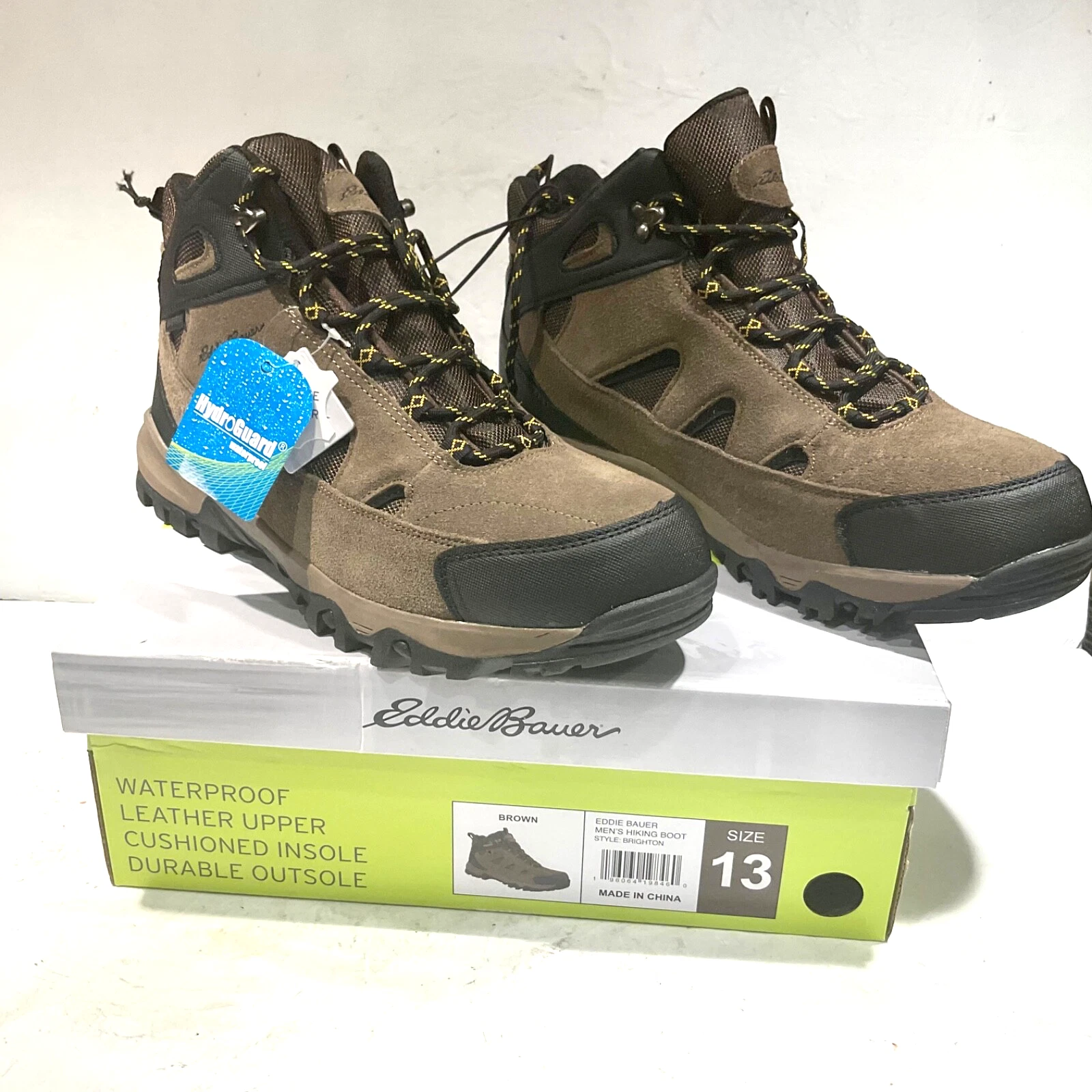 Eddie Bauer Men's Mid Height Brighton Waterproof Hiking Boots Size 13 NEW low