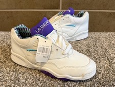 NEW VINTAGE 1993 LA GEAR SNEAKERS WHITE W/PURPLE TRIM AQUA MEN  S SIZE 3.5 EU35