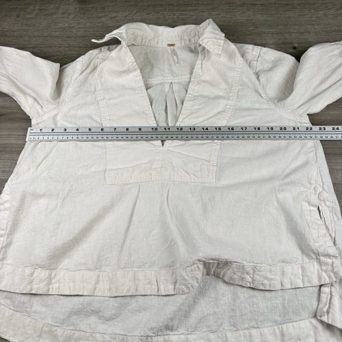 Top de mujer Free People talla mediana manga larga cuello en V pulóver mezcla de lino BOHO - Imagen 7 de 18