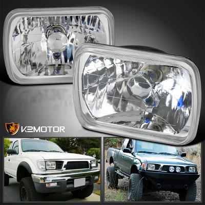 Clear Fits 2PC 7''x6'' Sealed Beam H4 Headlights H6014 H6052+H4 Bulb+T10 City Lamp
