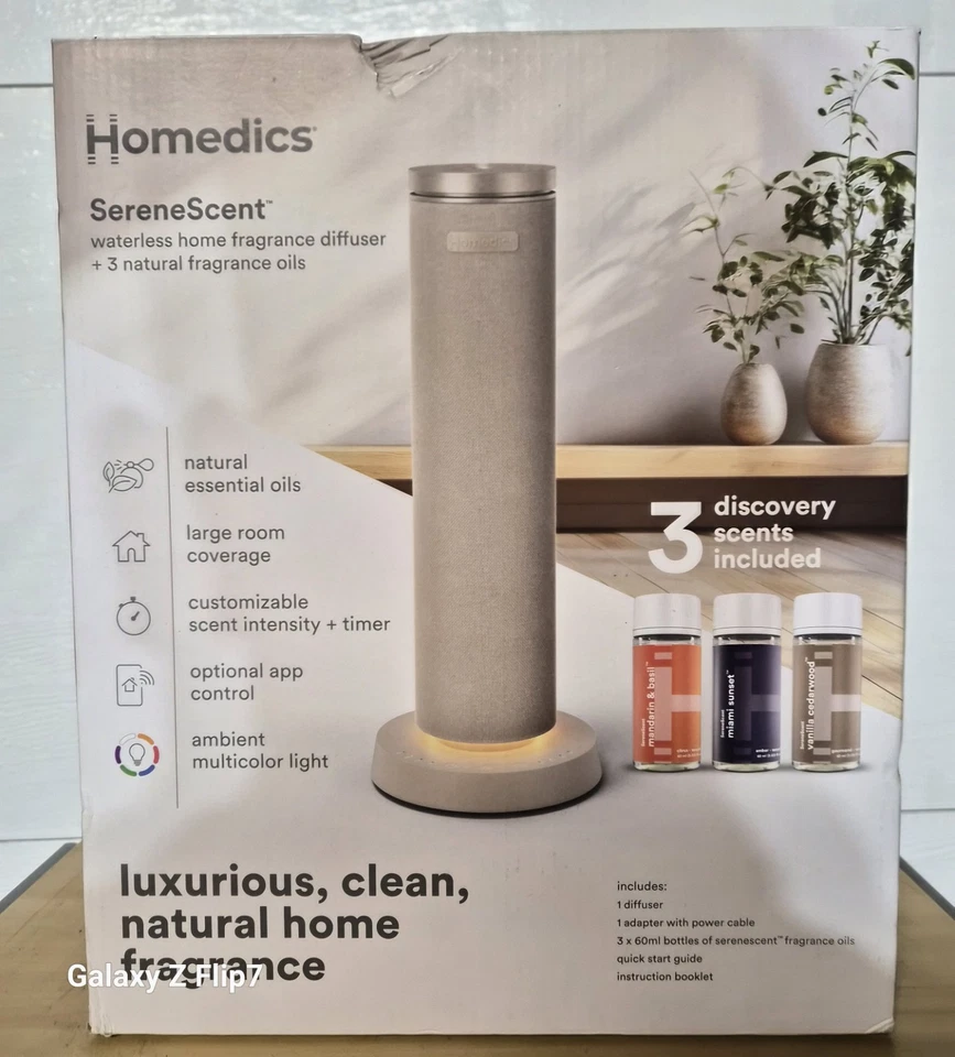 HOMEDICS SereneScent waterless home fragrance diffuser w/3 natural oils NEW BOX - Image 2 of 2