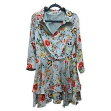 Alice + Olivia Multicolor Moore Tiered Floral Silk Tunic Dress Size 10