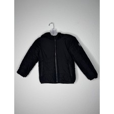 Abercrombie Black Hooded Puffer Jacket Faux Fur Lined Wind Resistant Kids Sz 5/6