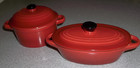 Crock Pot Stoneware Mini Casseroles Set of 2 Red Round 9.6 oz & Oval 6.7 oz NEW — photo 1