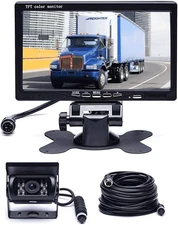 Hikity 7" Backup Camera with Monitor Kit Black Waterproof 18 IR LED Night Vision