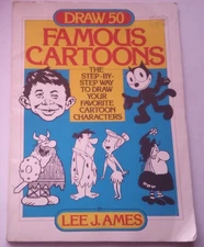 Draw 50 Famous Cartoons Paperback Book Lee J. Ames Flintstones Felix Grape Ape