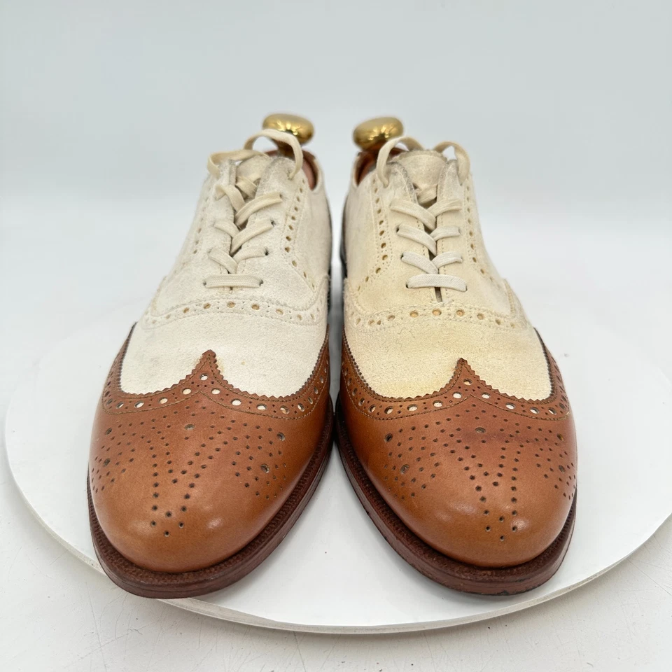 Polo Ralph Lauren Hombres UK 10D US 10.5D Crema Marrón Gamuza Oxford Inglaterra Zapatos Foto 3 de 4