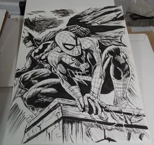 Comics Art sketchORIGINAL pencil/ink by Anthony Lapreta 2024 Spider-Man/Batman