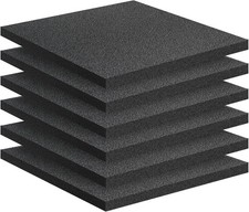 6 Pack 12"x12"x0.4" Black Polyethylene Foam Pads for Packing Cushioning Inserts