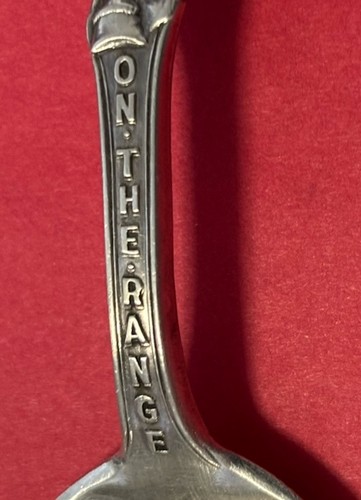 Cucchiaio souvenir Bartlesville OK "On The Range" figura argento sterling 25,4 g 6" - Foto 6 di 9
