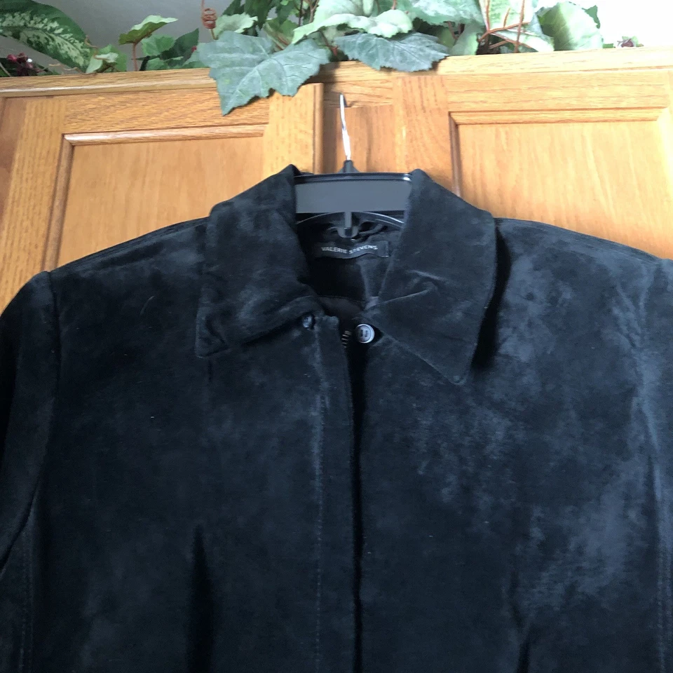 Valerie Stevens Suede Leather Jacket Full Zip Black Women’s Medium Vintage Y2K - Image 3 of 4
