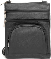 Crossbody Bag for Women, Genuine Leather Multi-Pocket Purse with Adjustable Stra