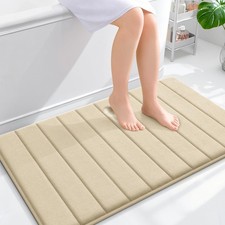 OLANLY Memory Foam Bath Mat 40x24, Super Soft Absorbent 40" X 24", Beige