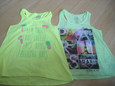 Girls 12 M/L Yellow JUSTICE Knit TANK TOP Racer Back TROPICAL FREE Sz 14 Neon