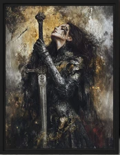 St. Joan of Arc Fine Art Print #1: Abstract Warrior Woman Painting, Medieval Art
