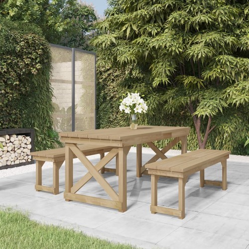 Gartenmöbel Set 3-tlg. Massivholz Kiefer Imprägniert Gartengarnitur vidaXL