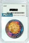 1887-P Gem BU + Morgan Dollar Beautiful Rainbow Color Toned