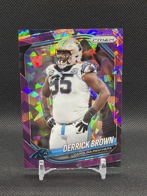 2025 Panini Prizm #76 Derrick Brown Purple Cracked Ice /225 - Panthers