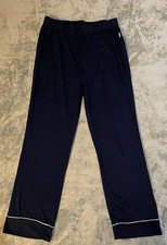 Life is Good Sleep Pajama Pants Womens Navy Blue White Trim Size Small