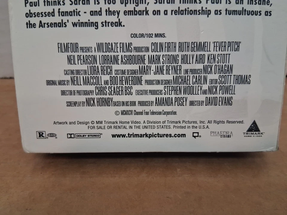 Fever Pitch (VHS, 2000) Colin Firth Ruth Gemmell Neil Pearson Mark Strong  - Image 3 of 4