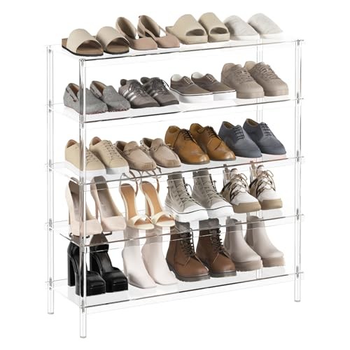 5 Tier Acrylic Shoe Rack - Closet Shoe Rack Shoe Organizer for Entryway, - Picture 1 of 7