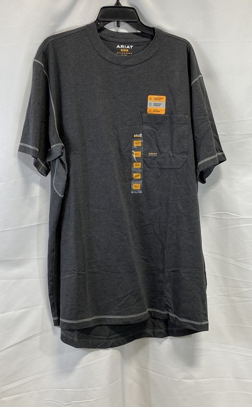 Ariat Men's Rebar Grey VentTEK Moisture Wicking Pocket T-Shirt Sz XL Tall NWT