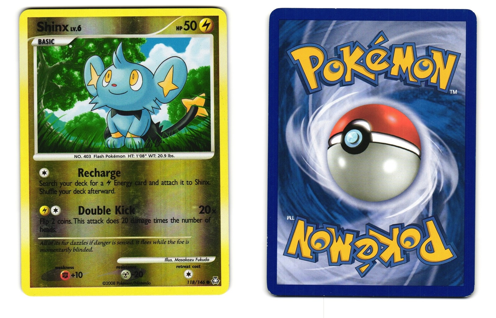 SHINX 118/146 COMMON LEGENDS AWAKENED POKEMON REVERSE HOLO LP 2008