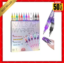 12 Colors Nail Art Pens Set 3D Nail Polish Pens Graffiti Dotting Pen Acrylic DIY