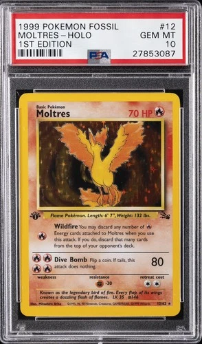 1999 POKEMON FOSSIL 1ST EDITION #12 MOLTRES-HOLO PSA 10