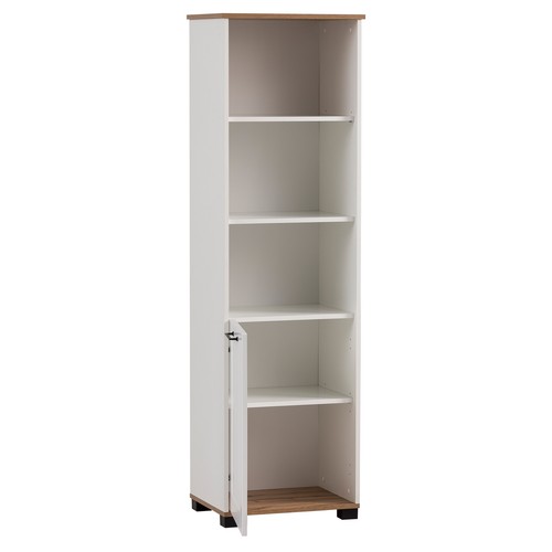 Hochschrank - weiß matt-Eiche - 175 cm hoch Aktenschrank Büroschrank - Bild 4 von 5