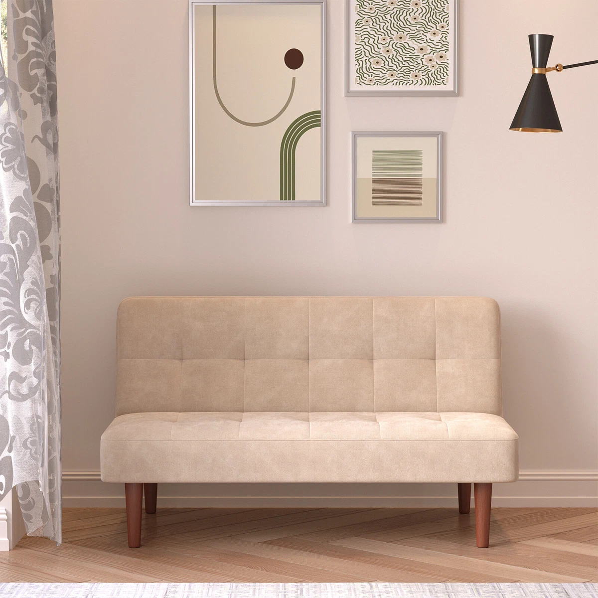 Beige sectional online with recliner