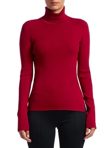 Helmut Lang Women’s Rib-Knit Turtleneck Sweater Lava Red Size Large Retail $320 - Picture 11 of 14