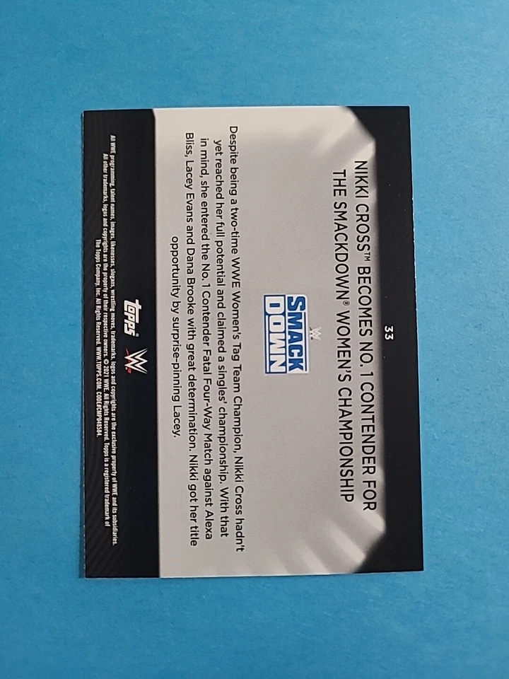 NIKKI CROSS 2021 TOPPS WWE WOMEN'S DIVISION WRESTLING CARD # 33 H8451 - Image 2 of 2