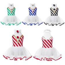 Girls Costume Jingle-Bell Leotard Role Play Dancewear Stage Performance Dress