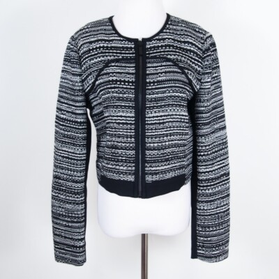 Diane von Furstenberg プリントジャケット サイズ10タグ付 diane von furstenberg Jacket Zip Front Black White Cotton Blend