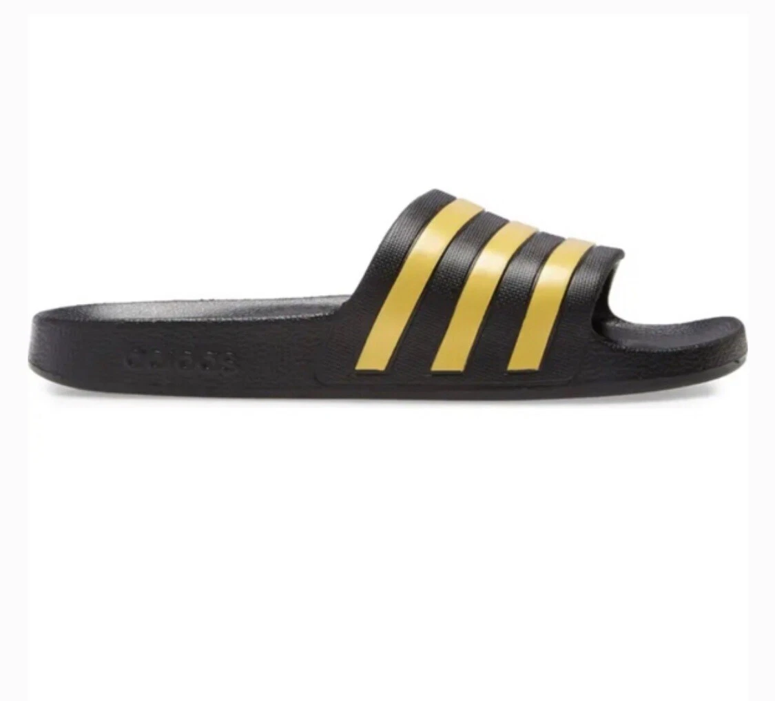 Adidas Scivoli a righe nero oro taglia 7 NUOVI