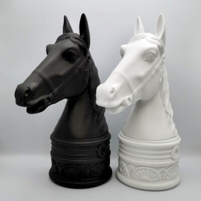 L'OBJET Horse Bookend Black White Set Figurine Limoges Kiln Porcelain France New